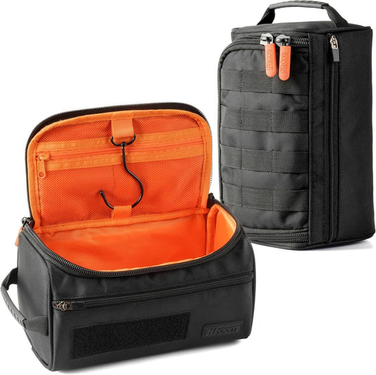 Fitdom Hanging Compact Toiletry Bag Tactical Dopp Kit Case For Men. Perfect For Travel & Storage. Fits Large & Small Cosmetic Makeup, Clipper, Toothbrush, Shower, Shaving & Grooming Care Organizer,