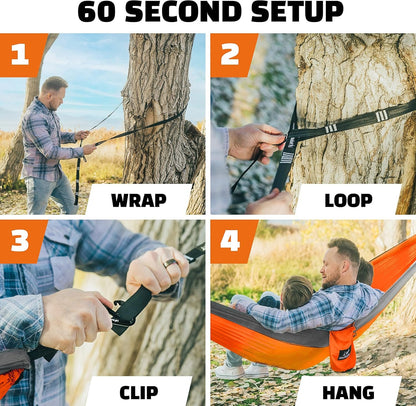 MalloMe Camping Hammock with Straps - Portable Outdoor Hammock for Adults, Kids - Double Hamac - 2 Person Hammocks - Tree Hamac Swing with Accessories - Hamock Tent for Travel - Hammocks for Outside
