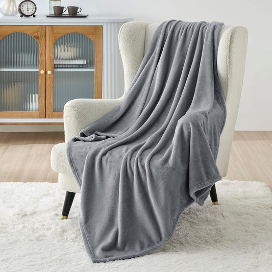 Bedsure Throw Blankets for Couch - Fleece Cozy Soft Blanket for Sofa, Lightweight Fuzzy Flannel Women Throw Gifts for All Seasons, Grey, 50x60 inches