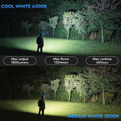 WUBEN E7 1800 Lumen Rechargeable Mini Flashlight with Magnet - Super Bright 6 Modes EDC Flashlight, Type-C Rechargeable LED; IP68 Pocket Flashlight for Headlamp Use, Rescue, Camping