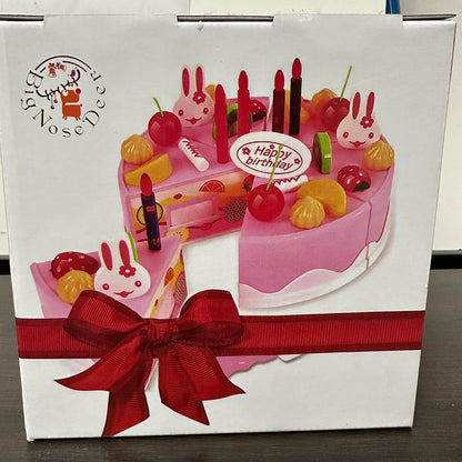 BigNoseDeer Birthday Cake Toy Food Play Set Pretend Play Children's Day Gift DIY Cutting Birthday Party Cake with Candles for Children Kids Babies Girls Classic Toy 37pcs