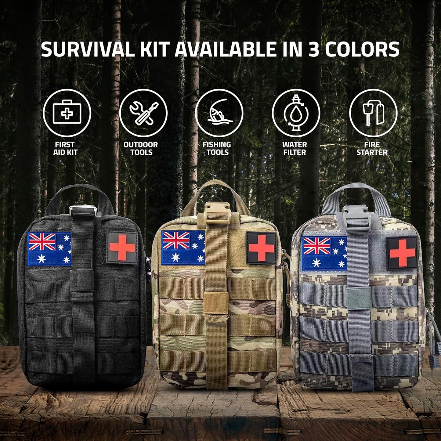 Survival Kit, 249 PCS Emergency kit and First Aid Kit for Outdoor, Survival Gear with Molle System, Professional Outdoor Tool for Camping, Earthquake, Outdoor Adventure, Hiking and Hunting