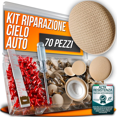 70 Pcs Car Roof Pins Kit + 70 Red Pins + 1 Screwdriver + 1 Metric Tape - Ideal for Car Fallen Roof Repair - Essential Part of Your Car Accessories (Beige)