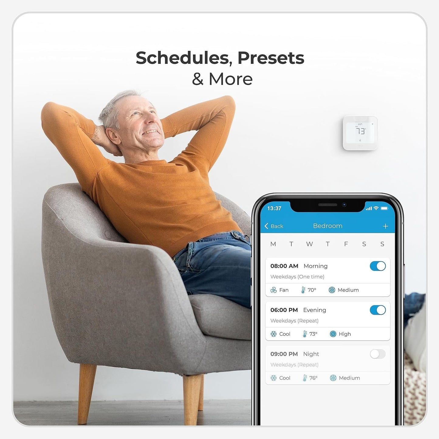 Breez Max | ENERGY STAR CERTIFIED Smart AC Controller | WiFi Thermostat for Mini-Split, Window, Portable ACs/Heat Pumps | AI-Based Tech | Free App, No Subscriptions | Alexa, Google, IFTTT etc. (White)