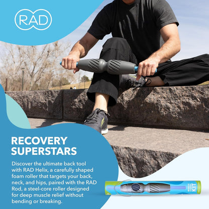 RAD 2-in-1 Muscle Flushing Kit - Includes Exercise Foam Roller & Massage Roller Stick - Deep Tissue Massage Roller - Muscle Foam Roller for Myofascial Release, Mobility, & Recovery