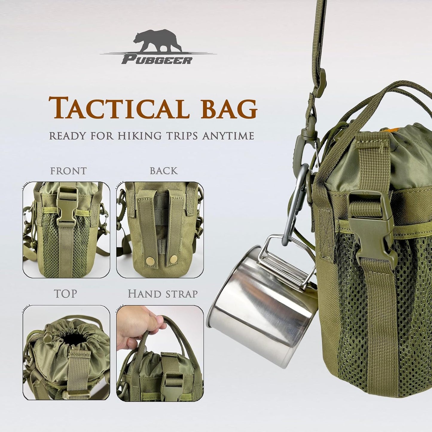 Pubgeer Portable Bushcraft Cooking Gear, Survival Cooking Kit, Canteen Cook Set, Wild Survival Equipment, Portable Cookware, Campfire Cooking Mess kit, Self Reliance, Solo Camping Cooking Kit