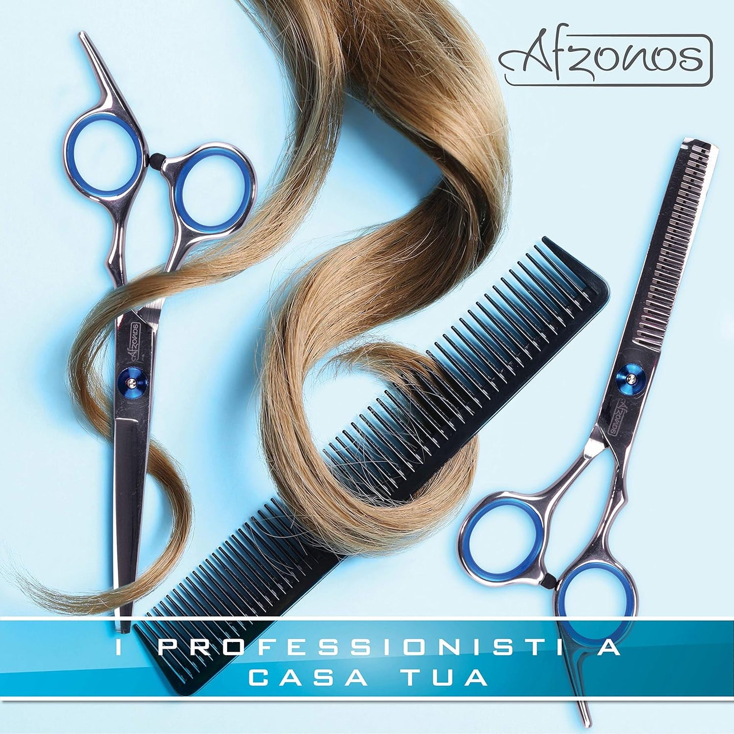 Afzonos Professional Hairdressing Scissors, Hair Thinning Scissors, Professional Hairdressing Kit, Hair Comb, Hair Scissors, Double Hair Tips