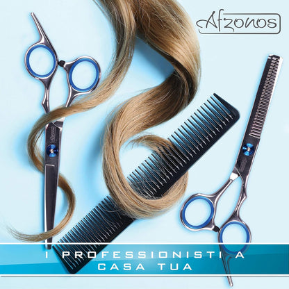 Afzonos Professional Hairdressing Scissors, Hair Thinning Scissors, Professional Hairdressing Kit, Hair Comb, Hair Scissors, Double Hair Tips