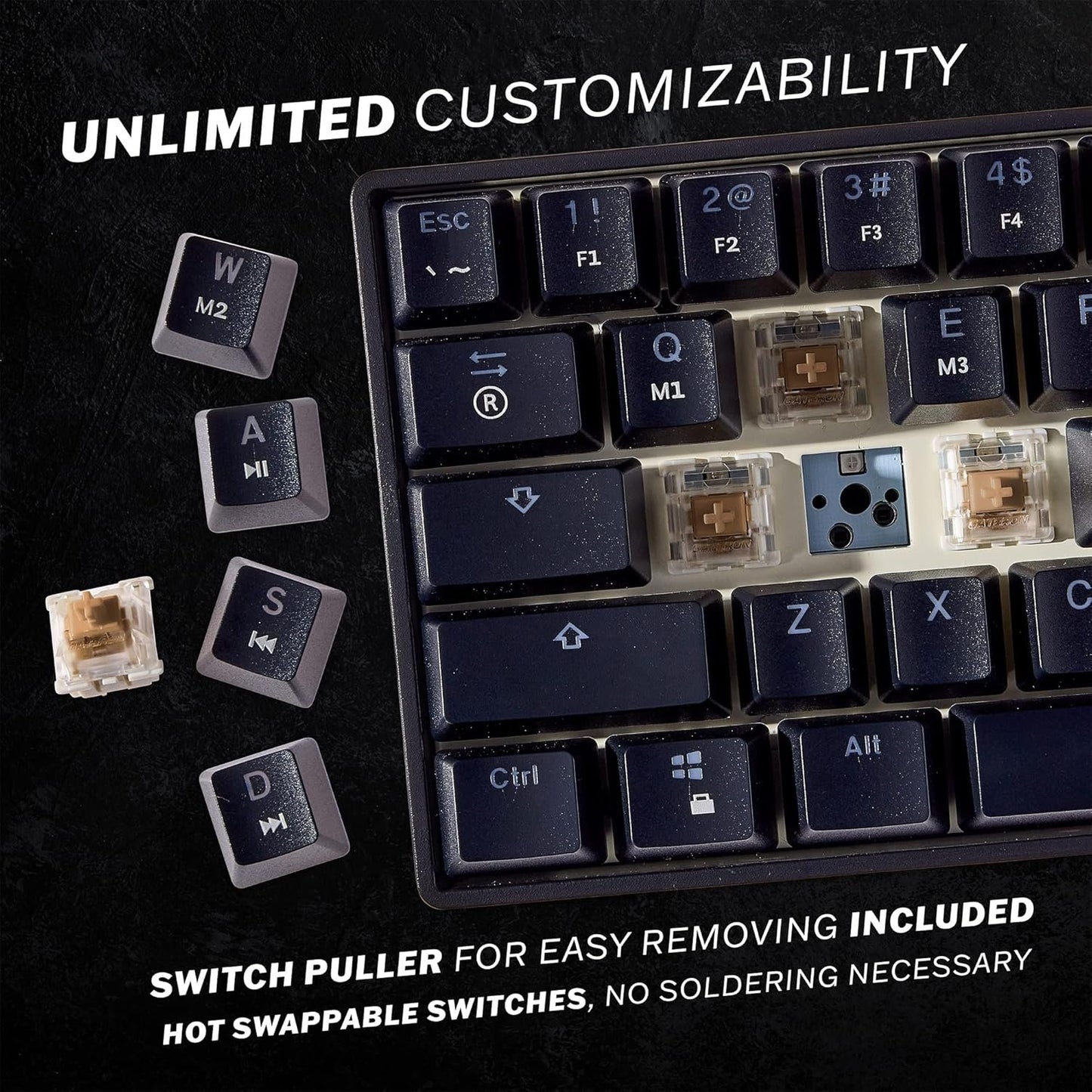 HK Gaming GK61 Mechanical Gaming Keyboard - 61 Keys Multi Color RGB Illuminated LED Backlit Wired Programmable for PC/Mac Gamer Tactile (Gateron Optical Brown)