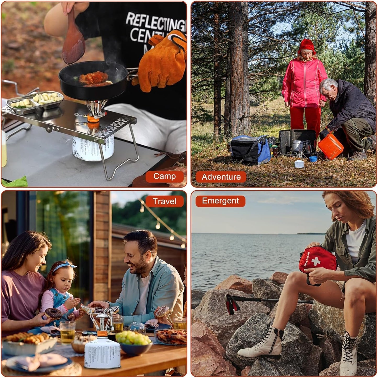 Camping Stove Portable, Windrpoof Camp Stove, Compact Gas Stove, Backpacking Stove with Carry Case, Propane Stove Camping Burner, Propane Burner, Lightweight Hiking Gear for Outdoor, Picnic, Travel
