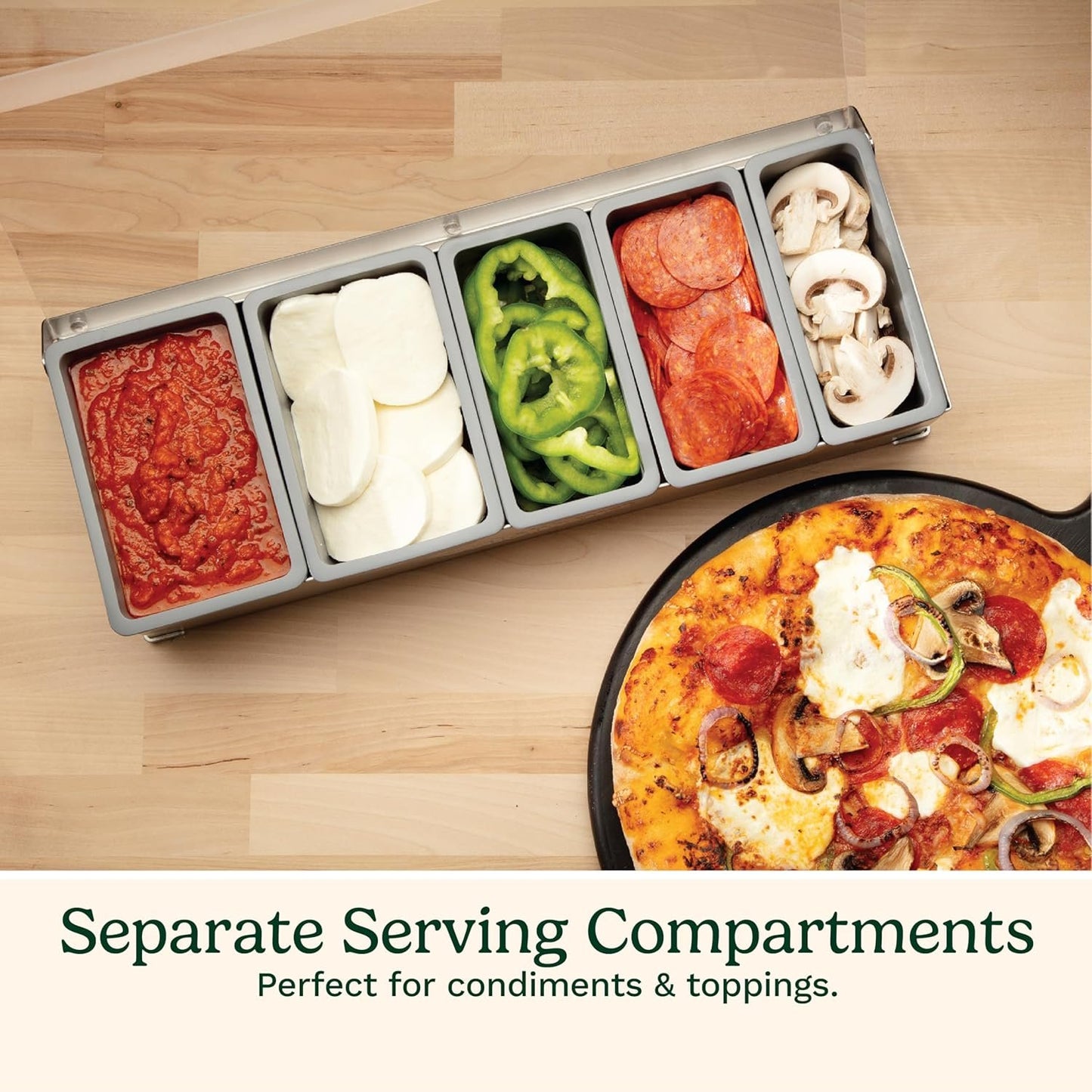 Cuisinart CPS-617A CPS-617 Condiment & Topping Station, Food Containers with Translucent Lid, 18-Piece