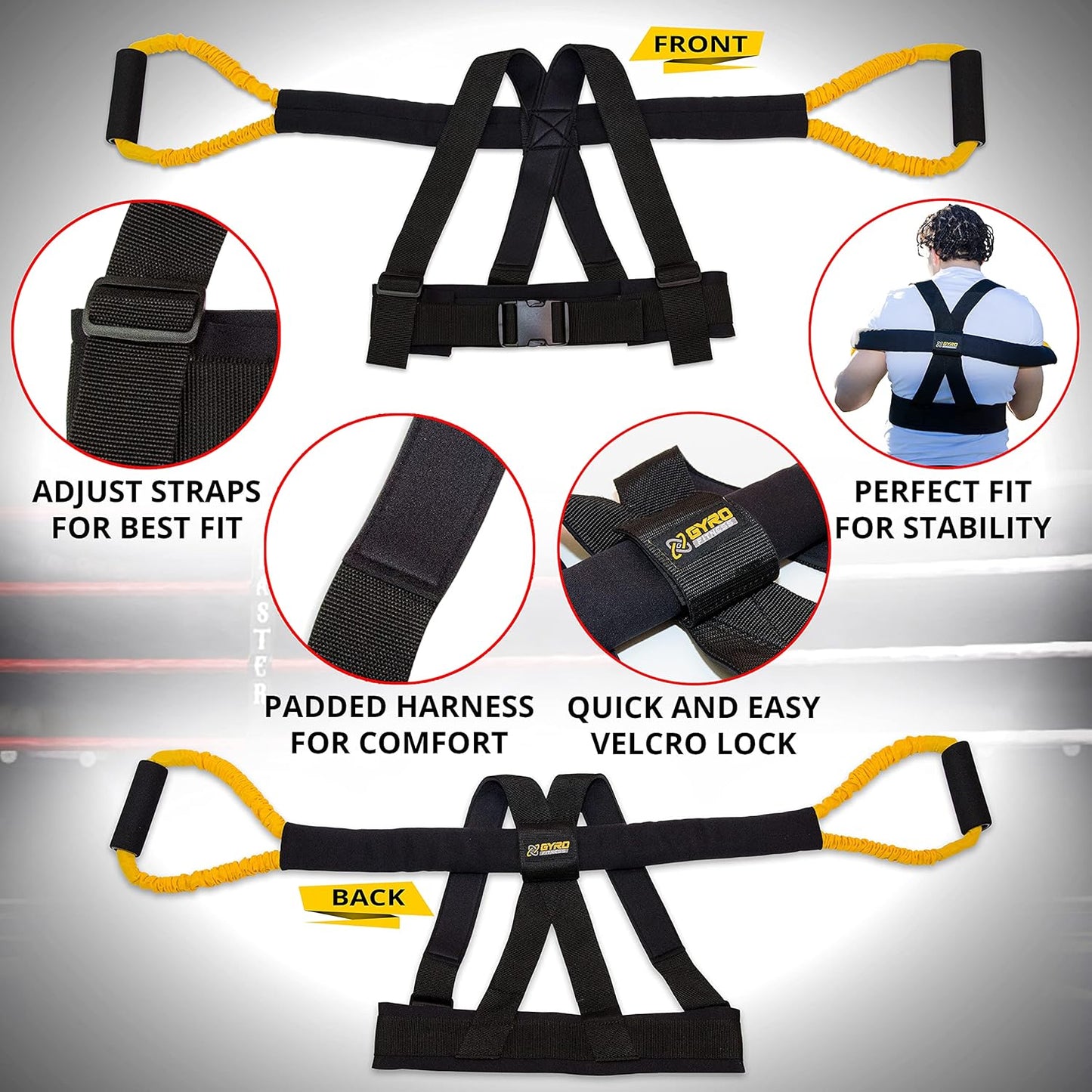 GYRO FITNESS | Shadow Boxer Pro | Boxing Resistance Bands Set for Shadow Boxing, Comes with Ankle Cuffs | Ideal Addition to Your Home Boxing Equipment