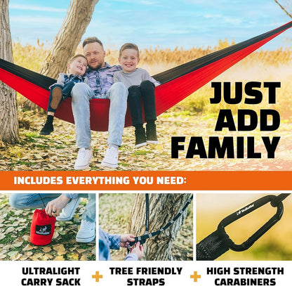 MalloMe Camping Hammock with Straps - Portable Outdoor Hammock for Adults, Kids - Double Hamac - 2 Person Hammocks - Tree Hamac Swing with Accessories - Hamock Tent for Travel - Hammocks for Outside