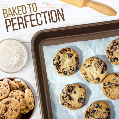 NutriChef Cookie Sheets - 2pc Nonstick Baking Pan Set, Medium and Large Bakeware Set for Versatile Use, Great for Cookies, Roasting and More
