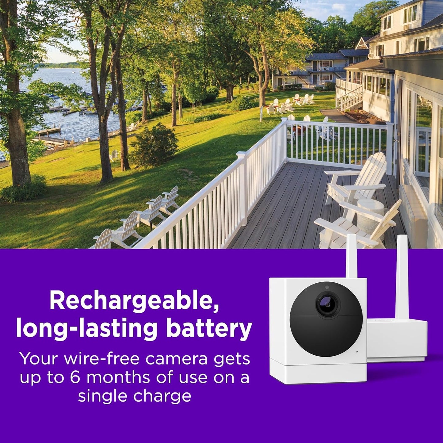 Roku Outdoor Camera for Home Security - IP65 Weather Resistance Wireless Security Camera with 1080p HD Night Vision, Compatible with Alexa & Google, Motion Detection White (Renewed)