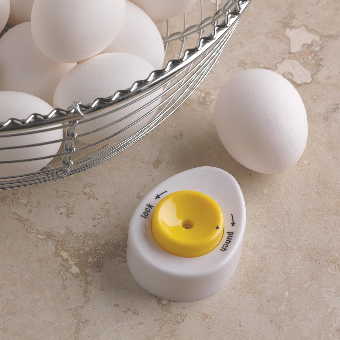 Fox Run 5711 Hard Boiled Egg Piercer with Safety Lock Feature, White