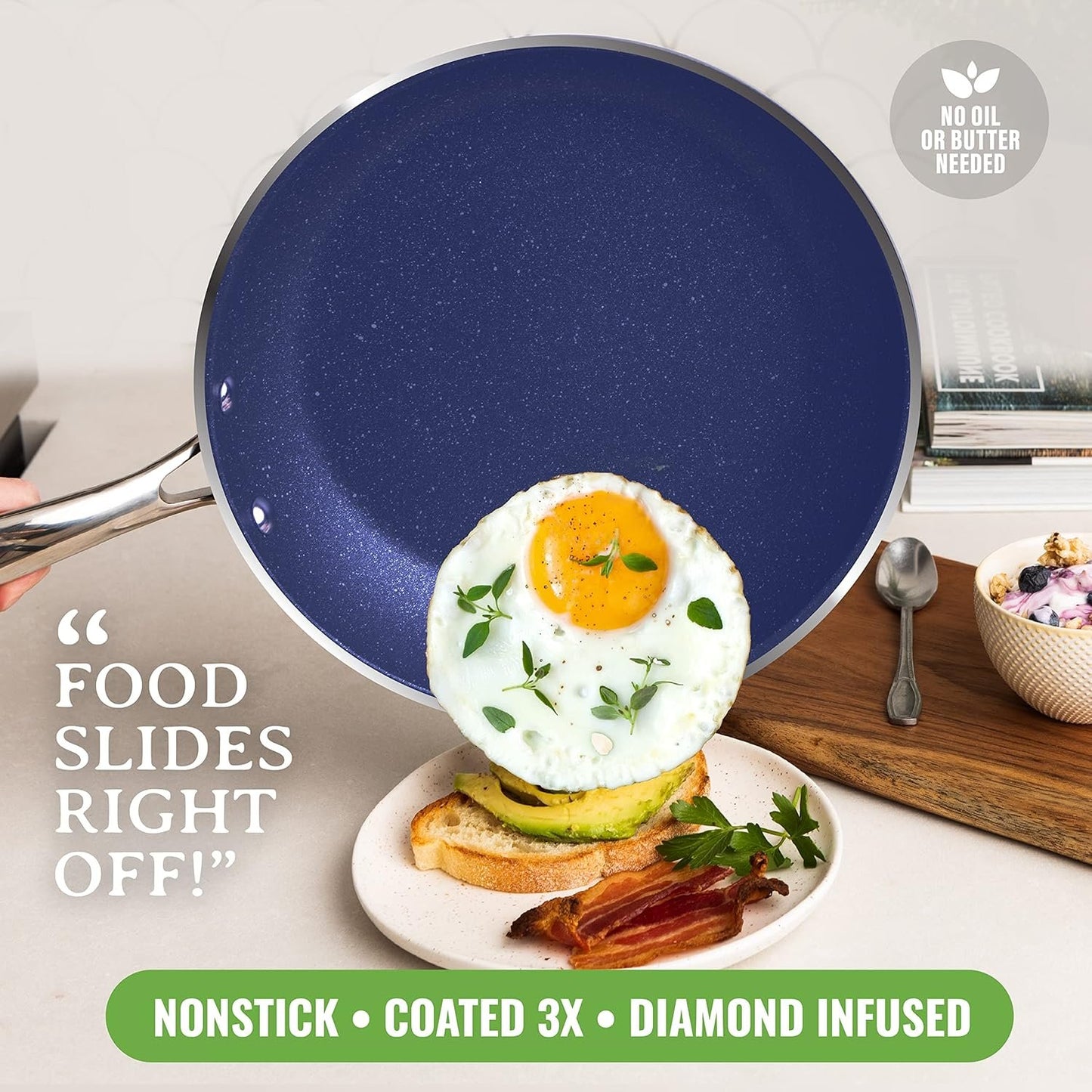 Granitestone 20 Piece Pots and Pan Set, Nonstick Cookware Set, Pots and Pans Set, Non Stick Cookware Set for Kitchen with Frying Pans + Saucepans, Oven/Dishwasher Safe, Healthy & Non Toxic – Blue