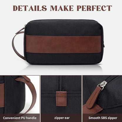 Vorspack Toiletry Bag for Men - Large Dopp Kit for Travel Water Resistant Travel Bag for Toiletries Accessories Lightweight Toiletries Bag - Black, Black, Medium