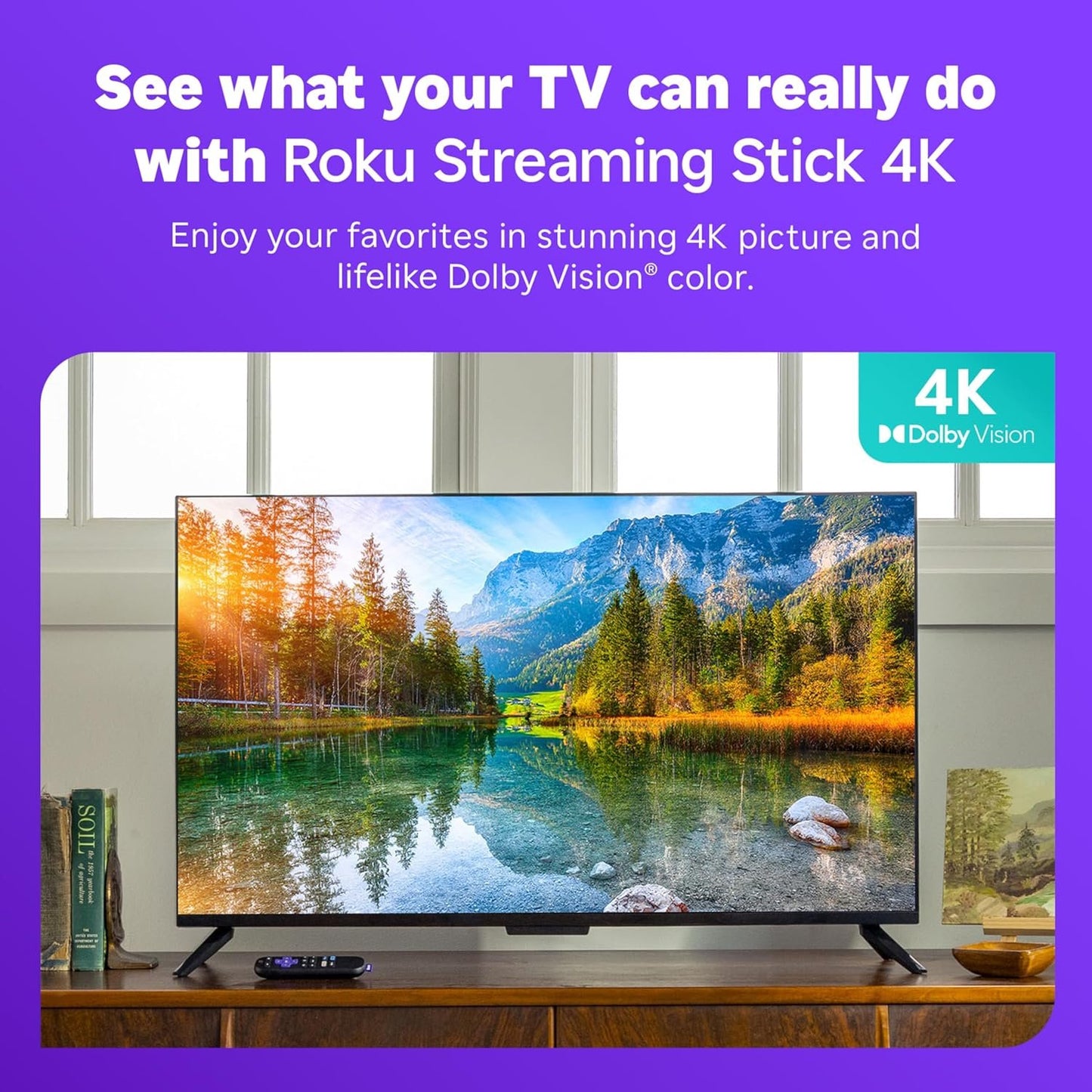 Roku Streaming Stick 4K 2021 | Streaming Device 4K/HDR/Dolby Vision with Roku Voice Remote and TV Controls (3820R)