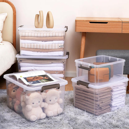 Citylife 17 QT Plastic Storage Bins with Latching Lids Stackable Storage Containers for Organizing Large Clear Storage Box for Garage, Closet, Kitchen, 2 Packs