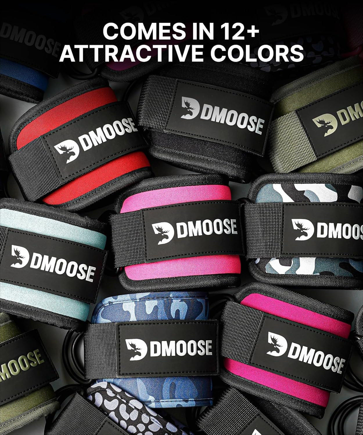 DMoose Ankle Straps for Cable Machines for Kickbacks, Glute Workouts, Leg Extensions, Curls, and Hip Abductors for Men and Women, Adjustable Ankle Strap with Double D-Rings and Neoprene Support