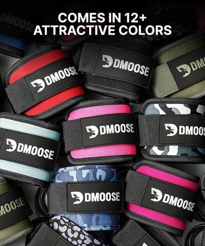 DMoose Ankle Straps for Cable Machines for Kickbacks, Glute Workouts, Leg Extensions, Curls, and Hip Abductors for Men and Women, Adjustable Ankle Strap with Double D-Rings and Neoprene Support