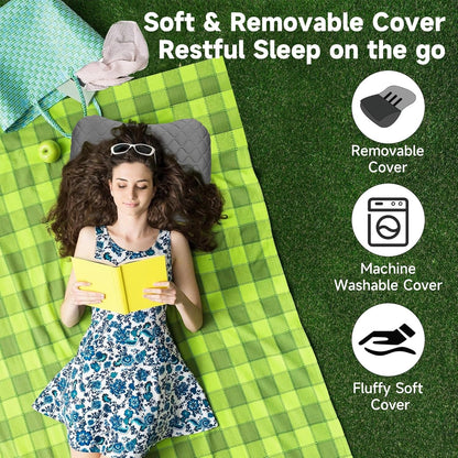 Outskirt Inflatable Camping Pillow, 2 in 1 Removal Inflatable Pillow for Backpacking Camping, Ultralight and Portable Camping Pillows for Traveling, Neck Pillows for Hiking Travel