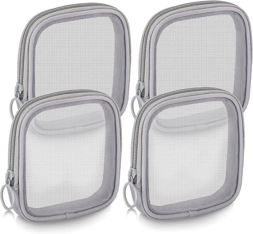 4 Pcs Mesh Makeup Bag Mesh Cosmetic Bag Travel Toiletry Bag Pouch with Zipper Mini Portable Makeup Cosmetic Travel Toiletry Purse Bag for Daily Accessories (Gray,Small)