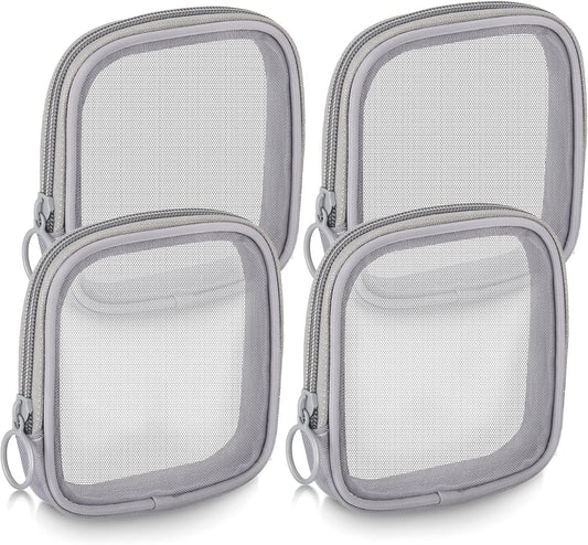 4 Pcs Mesh Makeup Bag Mesh Cosmetic Bag Travel Toiletry Bag Pouch with Zipper Mini Portable Makeup Cosmetic Travel Toiletry Purse Bag for Daily Accessories (Gray,Small)