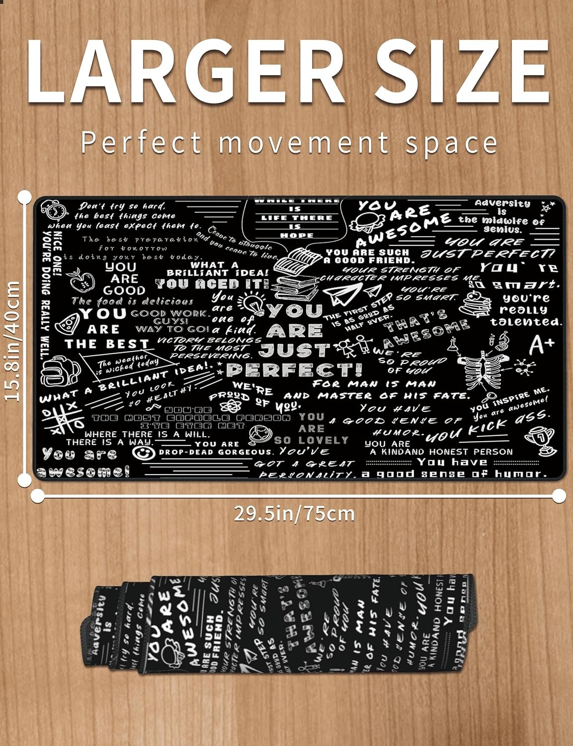 Yzppdhfc Quote You are Large Gaming Mouse Pad Inspirational, Positive Saying Desk Mousepad with Stitched Edges, Non-Slip Base, Waterproof Keyboard Pad, 29.5" X 16"