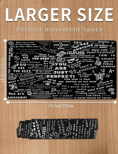 Yzppdhfc Quote You are Large Gaming Mouse Pad Inspirational, Positive Saying Desk Mousepad with Stitched Edges, Non-Slip Base, Waterproof Keyboard Pad, 29.5" X 16"