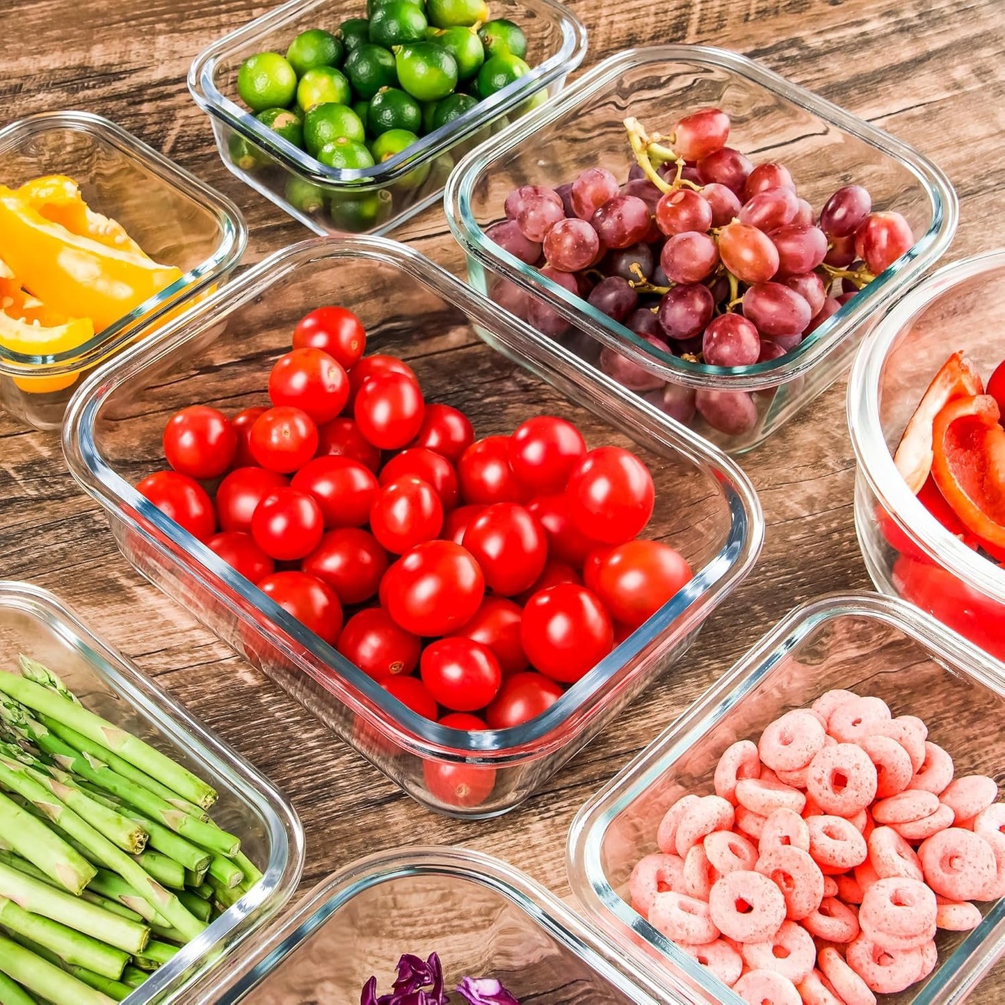 Glass Meal Prep Containers Set of 12 Food Storage Containers for Lunches, Dishwasher Safe, Pink