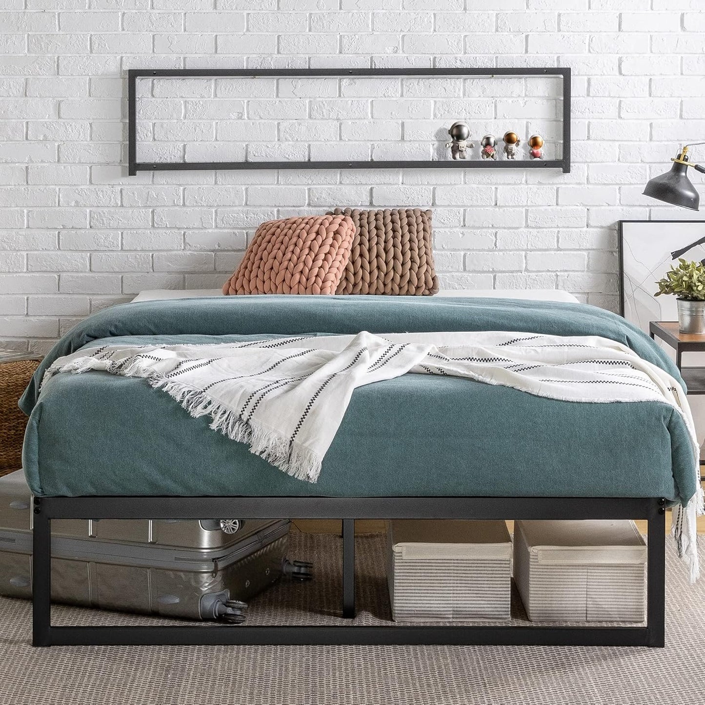 Zinus King Bed Frame - Abel 14 inch Metal Bed Frame with Steel Slat Support, No Box Spring Needed, Easy Assembly - Minimalist Platform Bed Frame with Underbed Storage Space, King Size