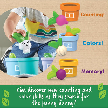 Learning Resources Hide and Seek Vegetable Garden - Eco Friendly Toddler Learning Toys, Preschool Toys for Kids Ages 18+ Months, Montessori Food Toys, Garden Toys, Green Toys