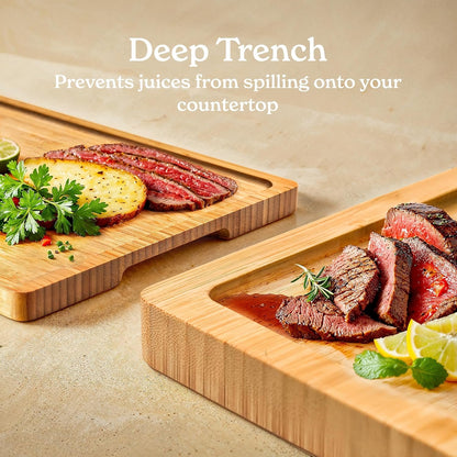 Smirly Bamboo Cutting Boards for Kitchen - Wood Cutting Board Set of 3 - Wooden Cutting Boards for Kitchen - Bamboo Wood Chopping Board Set