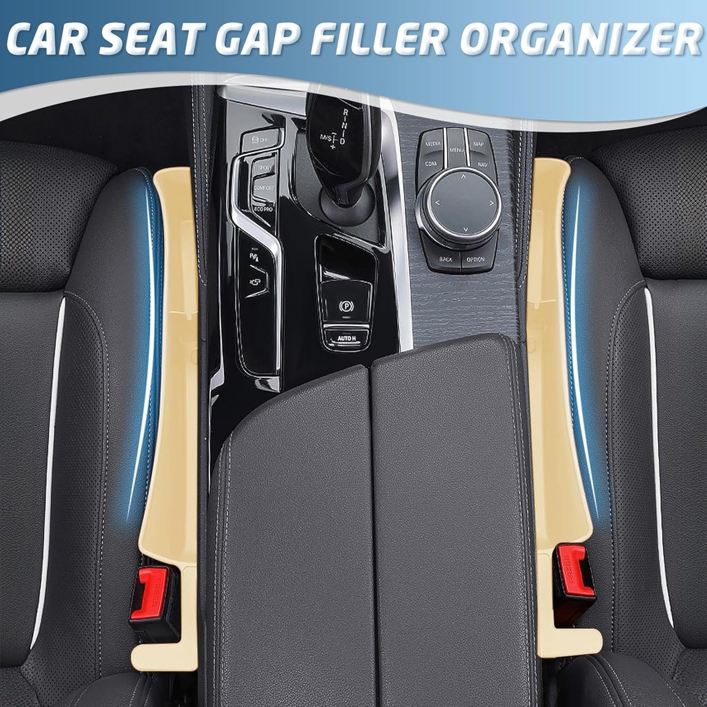 2PCS Car Seat Gap Filler Organizer,Multifunctional Car Gap Fillers with USB and Phone Holder,Auto Interior Accessories,Universal Car Seat Storage Organizer Between Seats for Phone,Keys (Beige)