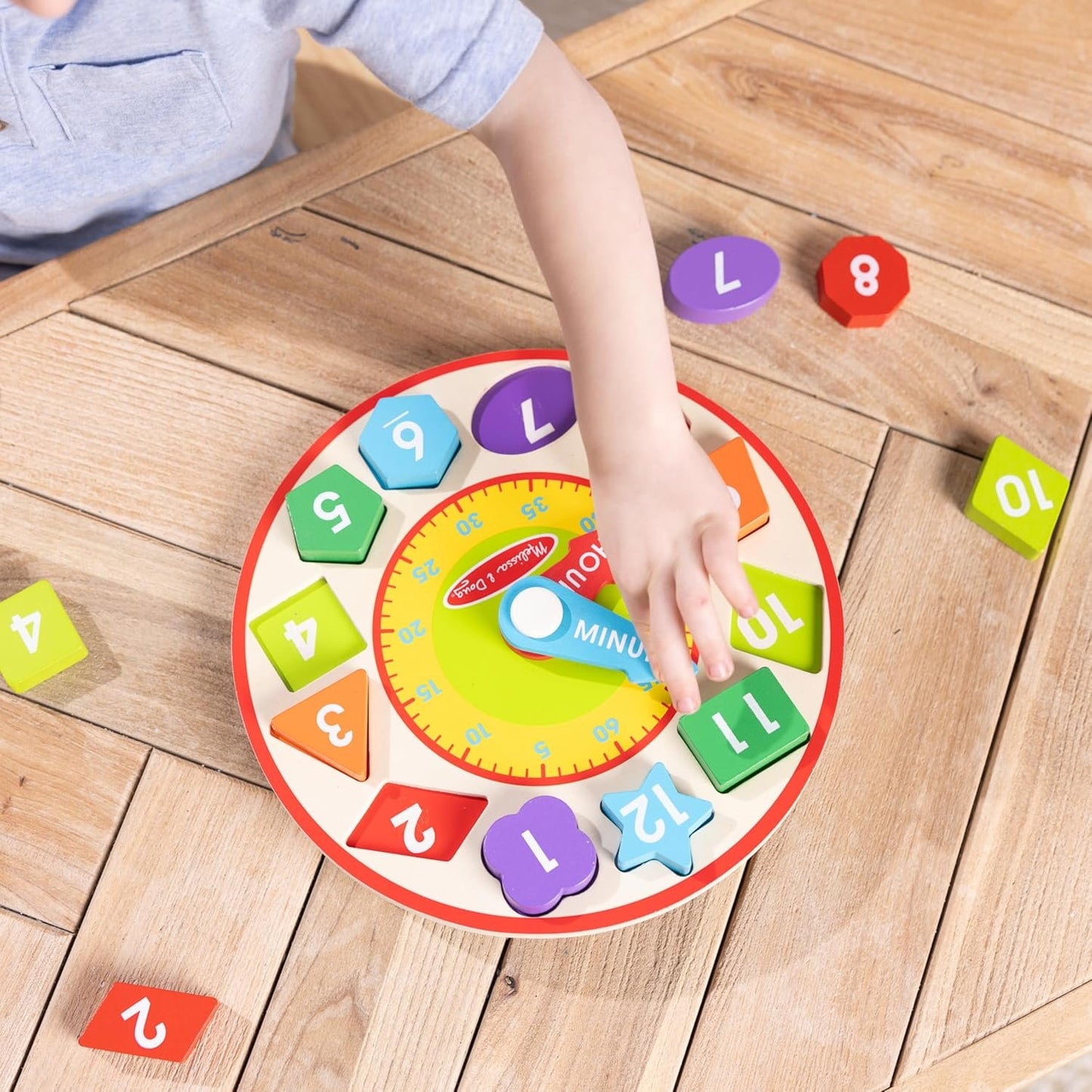 Melissa & Doug Shape Sorting Clock - Wooden Educational Toy | Learn To Tell Time Clock Toy For Kids 3+