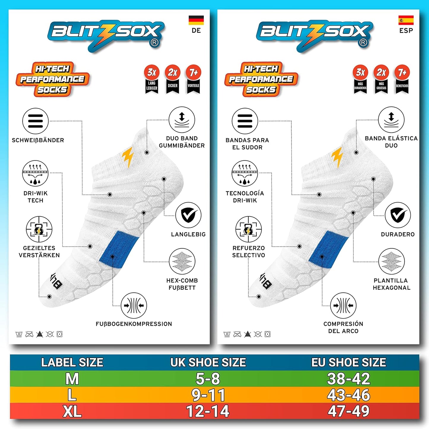 BLITZSOX Hi-Tech Performance Athletic Low Cut Ankle Socks for Men Women (Running, Fitness & Training), Pack of 3