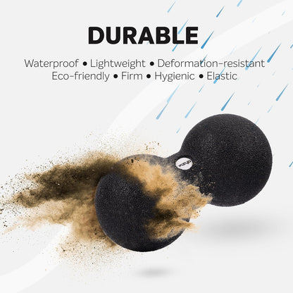 FIZYO Double EPP Massage Ball 16x8cm - Muscle Massager for Back, Neck, Foot and Trigger Point for Physical Therapy, Yoga, CrossFit, Pilates, Recovery and Rehabilitation (Black)