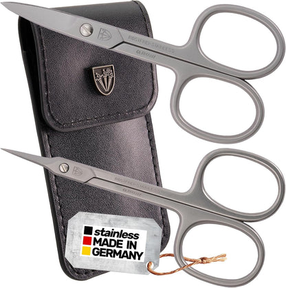 3 Swords Germany - Brand Quality Stainless Steel INOX Curved Nail Scissors and Curved Cuticle TOWERPOINT Scissors with case - Made in Germany