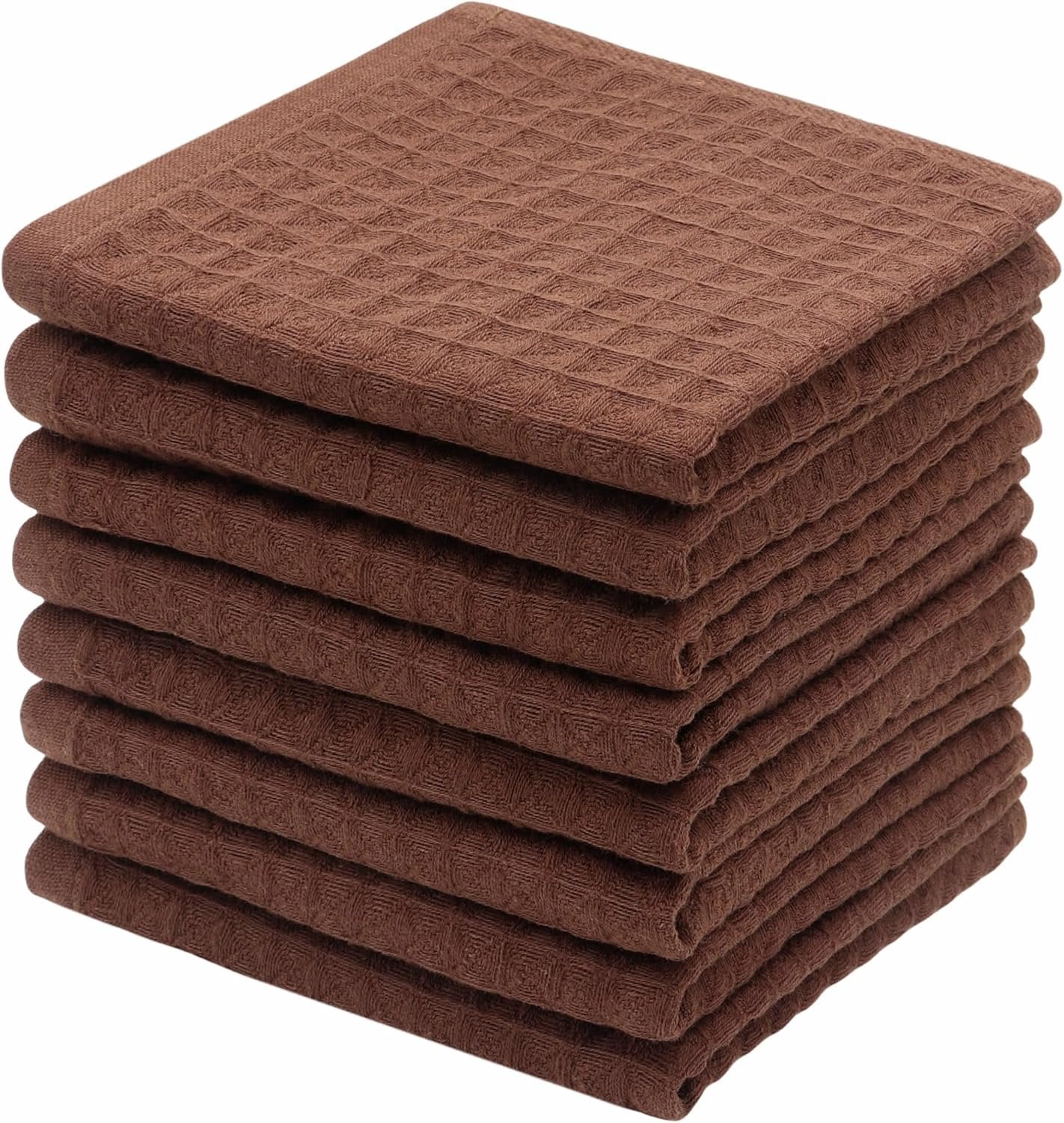 HFGBLG Double Deck Cleaning Rags Dish Cloths for Washing Dishes, Cotton Dish Rags Set of 8, Soft and Absorbent Wash Cloths Dish Towels for Kitchen,12 Inch x 12 Inc (Brown)