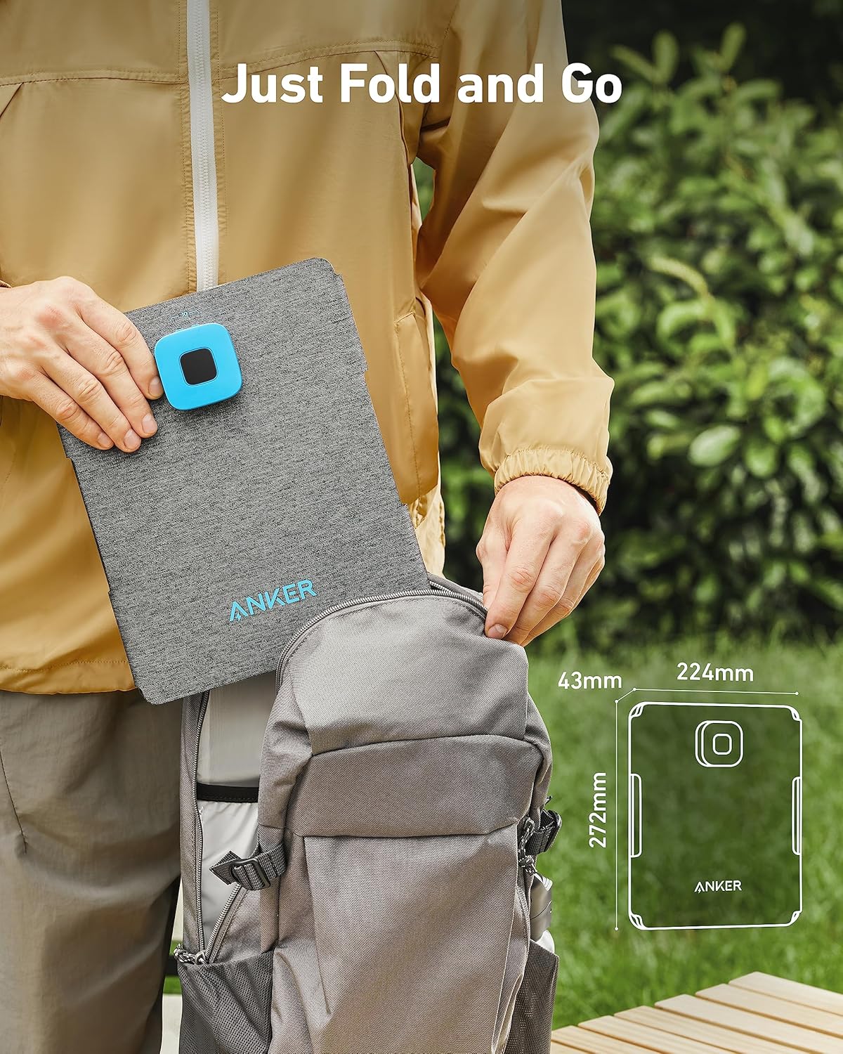 Anker Solix PS30 Solar Panel, 30W Foldable Portable Solar Charger, IP65 Water and Dust Resistance, Ultra-Fast Charging, Charges 2 Devices at Once, for Camping, Hiking, and Outdoor Activities.