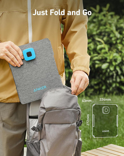 Anker Solix PS30 Solar Panel, 30W Foldable Portable Solar Charger, IP65 Water and Dust Resistance, Ultra-Fast Charging, Charges 2 Devices at Once, for Camping, Hiking, and Outdoor Activities.