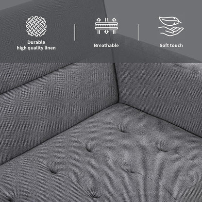Familand 3 Seater Convertible Futon Sofa Bed, Linen Loveseat Sofa Couch, Recliner Sofa Lounge with 3 Adjustable Backrest, Comfy Couch for Small Spaces, Living Room, Bedroom,Load Up to 300kg,Grey