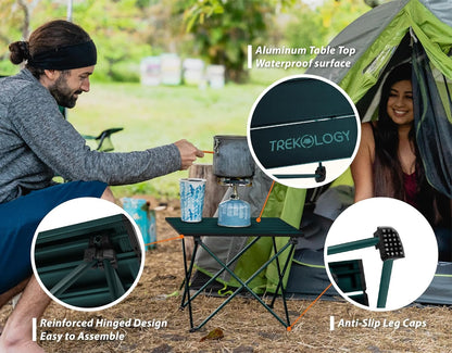 TREKOLOGY Portable Camping Table â€“ Lightweight Aluminium Folding Table with Carry Bag for Outdoor, Picnic, Beach, Hiking, BBQ, and Travel â€“ Compact & Sturdy Design