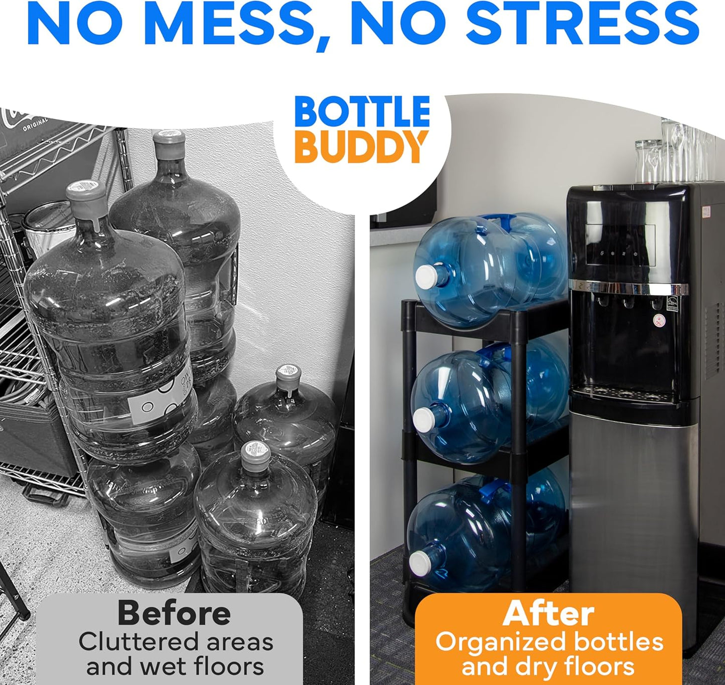 Bottle Buddy Water Bottle Storage Rack 12 Tray - Plastic Water Bottle Organizer for Three to Five Gallon Bottle Storage – Customizable Water Gallon Holder for Easy Storage and Organization