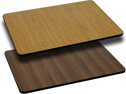 Flash Furniture Rectangular Table Top with Natural or Walnut Reversible Laminate Top, 24" W x 30" D x 1.13" H, XU-WNT-2430-GG