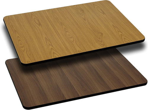 Flash Furniture Rectangular Table Top with Natural or Walnut Reversible Laminate Top, 24" W x 30" D x 1.13" H, XU-WNT-2430-GG