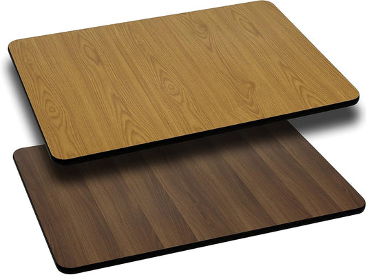 Flash Furniture Rectangular Table Top with Natural or Walnut Reversible Laminate Top, 24" W x 30" D x 1.13" H, XU-WNT-2430-GG