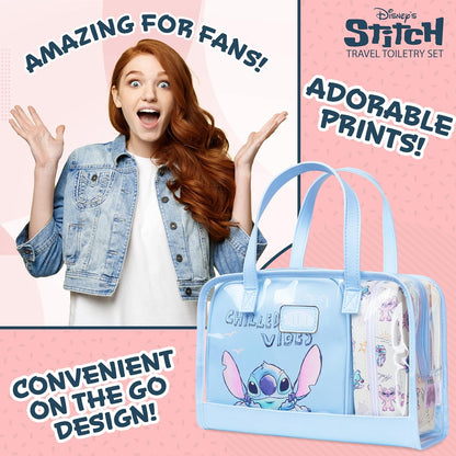 Disney Stitch, Set of 3 Women's Girl Makeup Bag, true blue / vintage white, Taglia Unica, Beauty Case